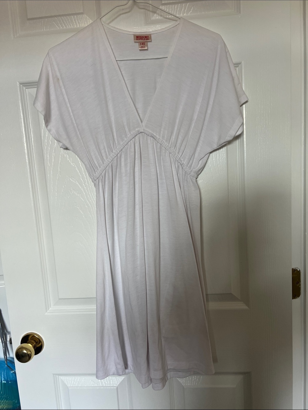 White V-Neck Empire Waist Dress
